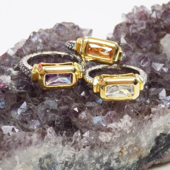 new with box purple crystal ring silver and gold - Picture 4 of 4